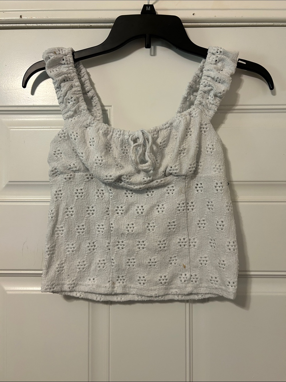 Women's White Eyelet Knit Tank Top